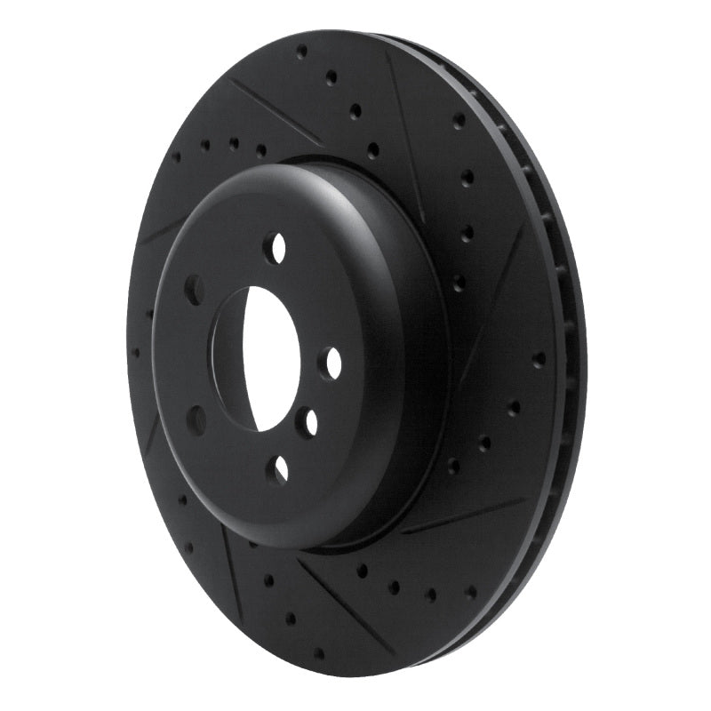 R1 Concepts R1 10-19 BMW 535I GT xDrive Rear Right Drilled & Slotted Black Brake Rotor