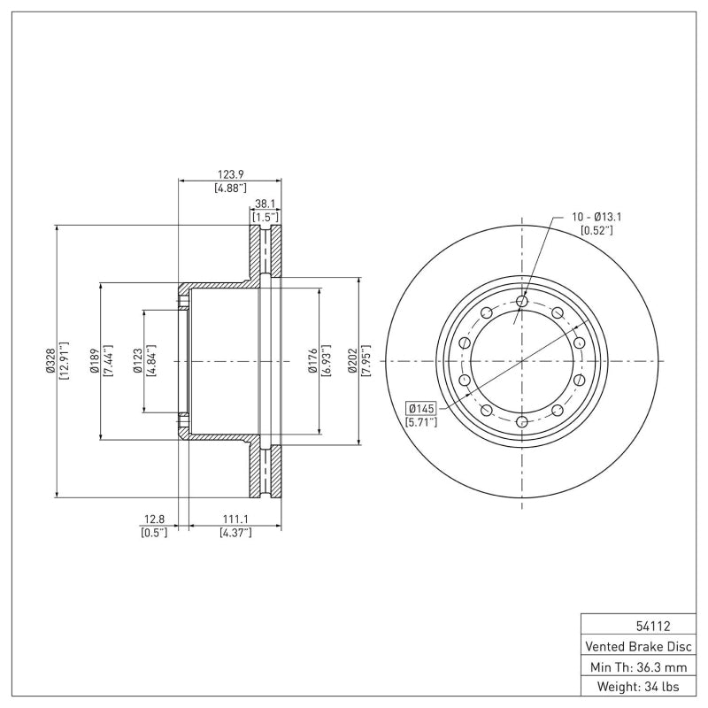 DFC 88-98 Ford F-59 Commercial Stripped Chassis Front/Rear Brake Rotor