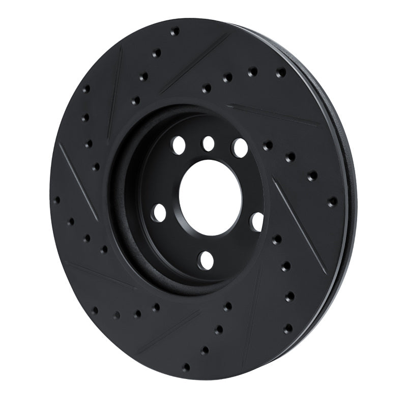 R1 Concepts R1 16-24 Mini Cooper (Excl Clubman) Front Right Drilled & Slotted Black Brake Rotor