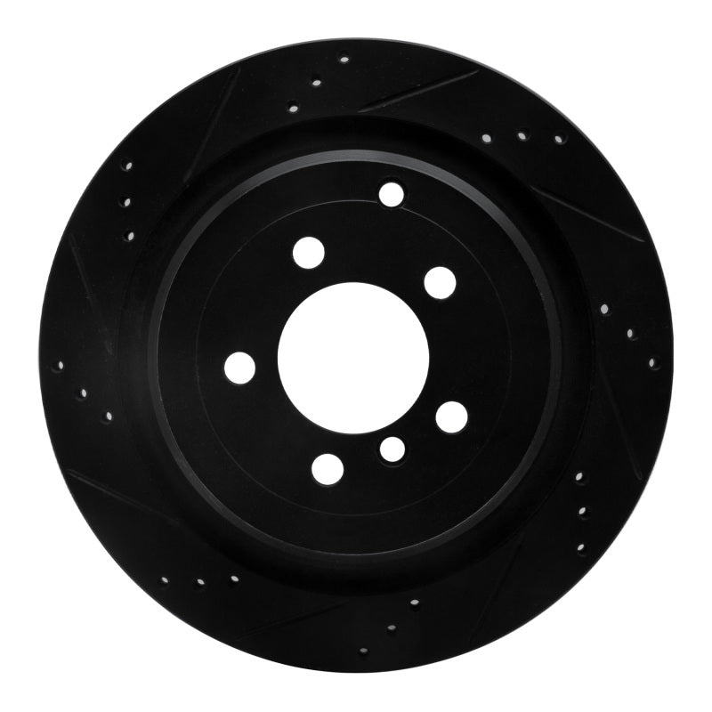 R1 Concepts R1 06-12 Land Rover Range Rover Rear Left Drilled & Slotted Black Brake Rotor