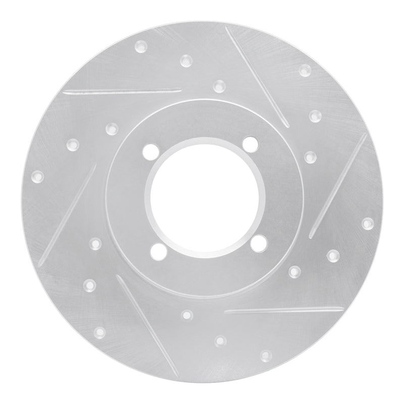 R1 Concepts R1 80-83 Nissan 200SX Front Right Drilled & Slotted Silver Brake Rotor