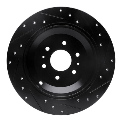 R1 Concepts R1 09-10 Kia BORREGO Rear Left Drilled & Slotted Black Brake Rotor
