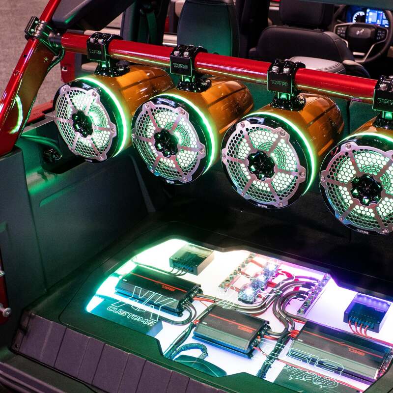 DS18 Marine And Powersports Towers 8in 1in Driver 180 Watts RMS RGB LED Lights Black