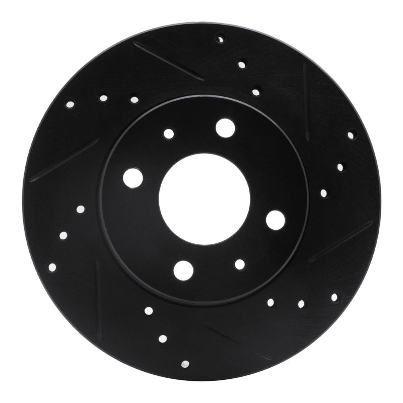 R1 Concepts R1 95-00 Nissan Sentra Front Right Drilled & Slotted Black Brake Rotor