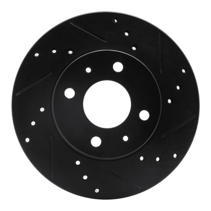 R1 Concepts R1 95-00 Nissan Sentra Front Right Drilled & Slotted Black Brake Rotor