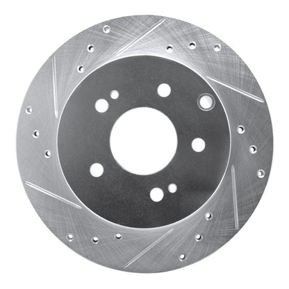 R1 Concepts R1 06-12 Mitsubishi Galant Rear Left Drilled & Slotted Silver Brake Rotor