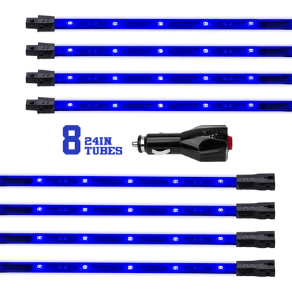 XKGLOW XK Glow Tube Single Color Underglow LED Accent Light Car/Truck Kit Blue - 8x24In