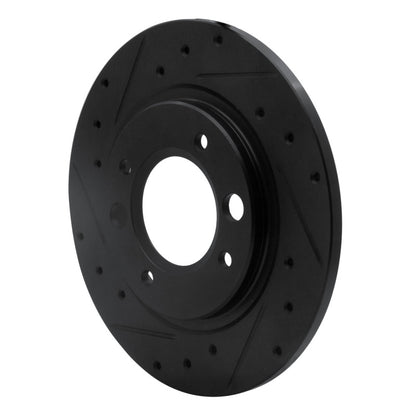 R1 Concepts R1 71-89 Peugeot 604 Rear Left Drilled & Slotted Black Brake Rotor