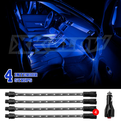 XKGLOW XK Glow Single Color XKGLOW UnderglowLED Accent Light Car/Truck Kit Blue - 4x8In