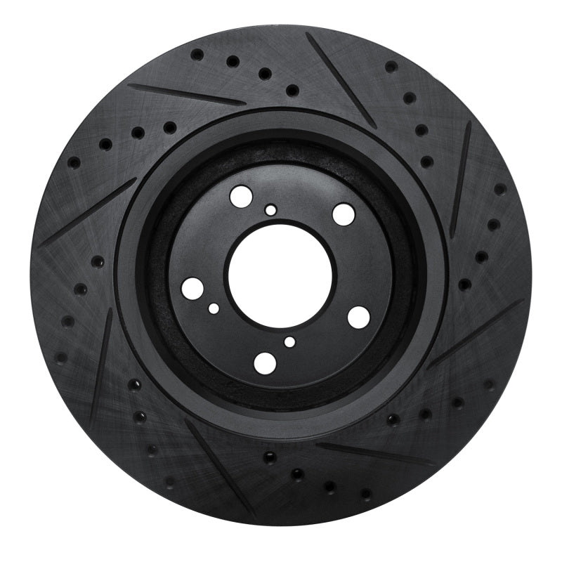 R1 Concepts R1 15-25 Acura MDX Front Left Drilled & Slotted Black Brake Rotor