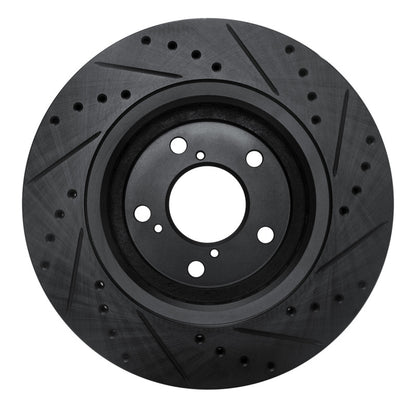 R1 Concepts R1 15-25 Acura MDX Front Left Drilled & Slotted Black Brake Rotor