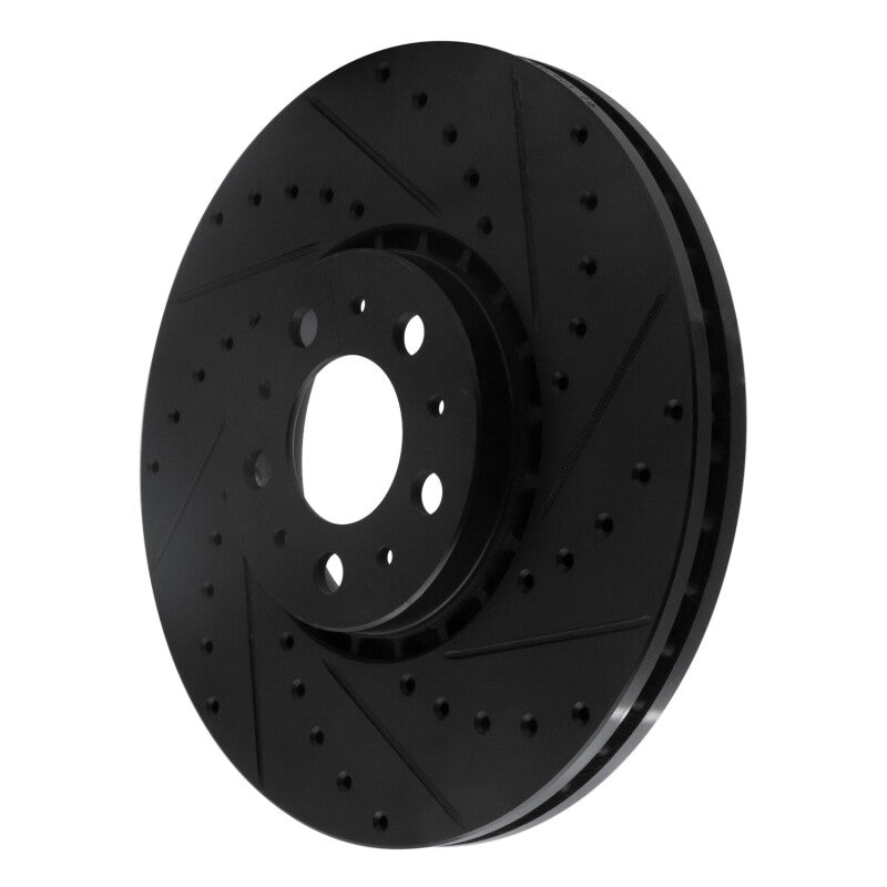 R1 Concepts R1 03-14 Volvo XC90 Front Right Drilled & Slotted Black Brake Rotor