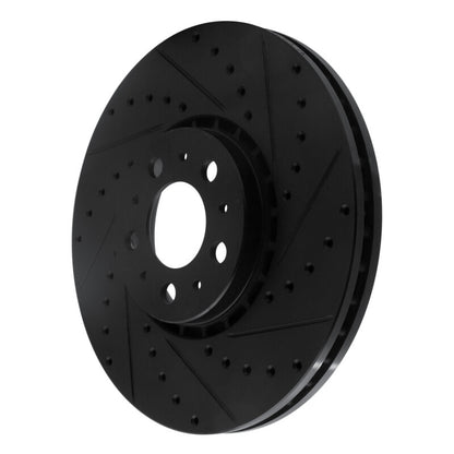 R1 Concepts R1 03-14 Volvo XC90 Front Right Drilled & Slotted Black Brake Rotor