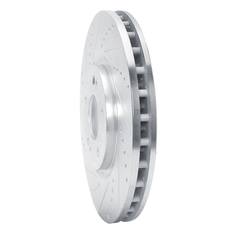 R1 Concepts R1 03-06 Mitsubishi Lancer Front Left Drilled & Slotted Silver Brake Rotor