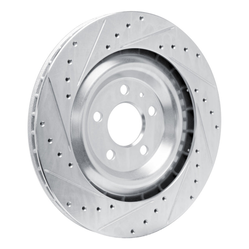 R1 Concepts R1 15-18 Porsche Macan Rear Left Drilled & Slotted Silver Brake Rotor