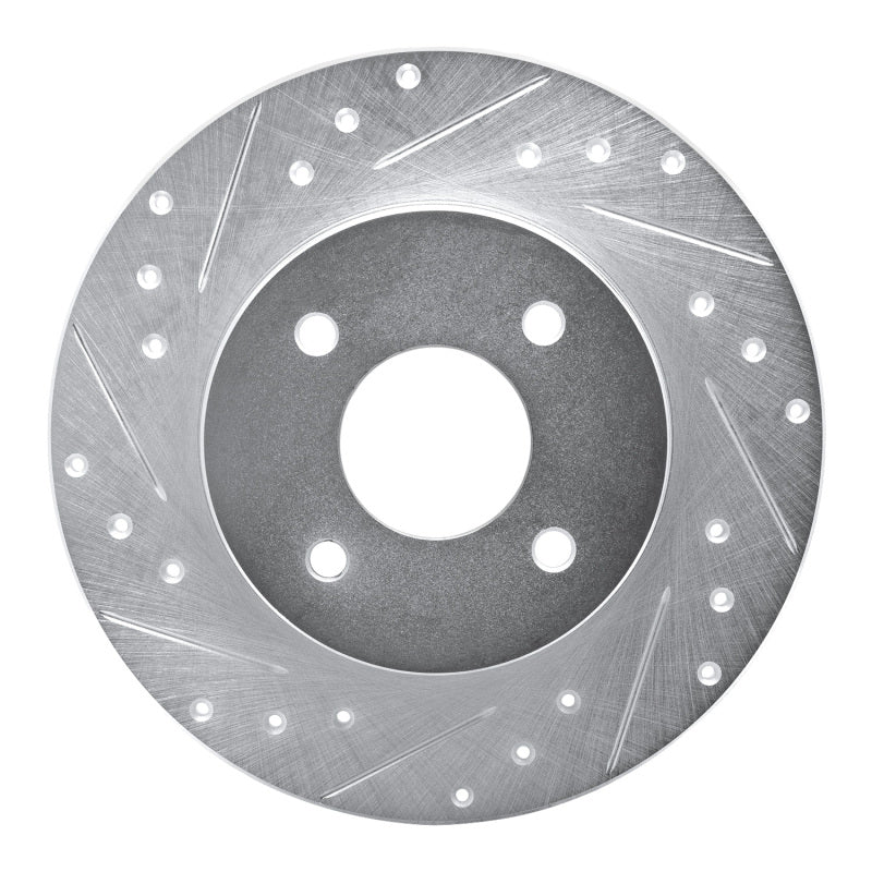 R1 Concepts R1 84-85 Nissan 300ZX Rear Left Drilled & Slotted Silver Brake Rotor