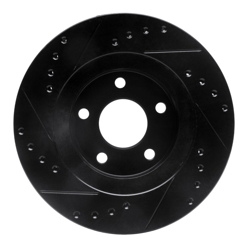 R1 Concepts R1 89-90 Ford Thunderbird Front Right Drilled & Slotted Black Brake Rotor