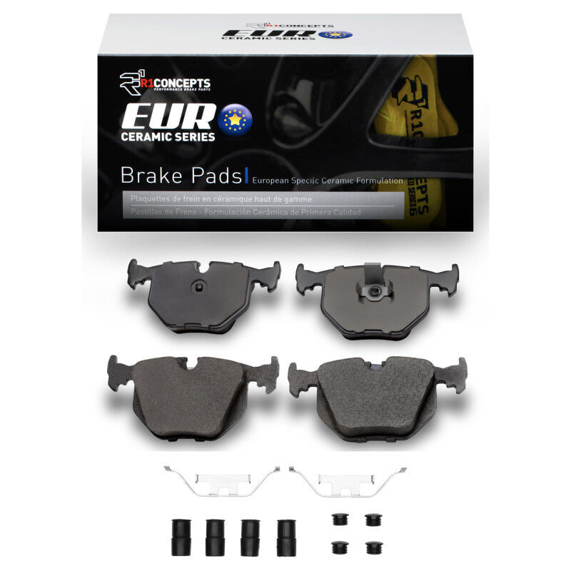 R1 Concepts R1 91-10 BMW 330CI Rear Euro Ceramic Brake Pads & Hardware Kit