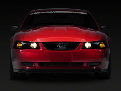 Raxiom 99-04 Ford Mustang Axial Series Projector Headlights- Black Housing (Smoked Lens)