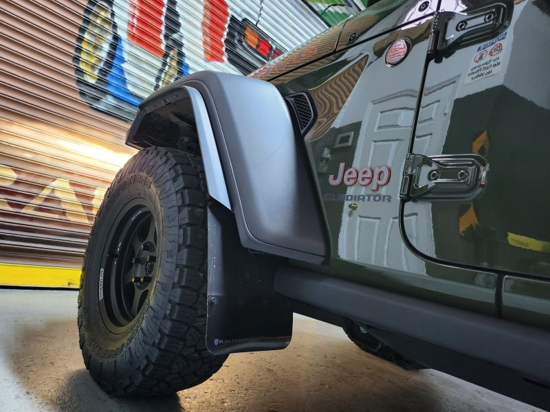 Rally Armor 19-25 Jeep JT Gladiator (Mojave/Rubicon) Black Mud Flap w/Grey Logo