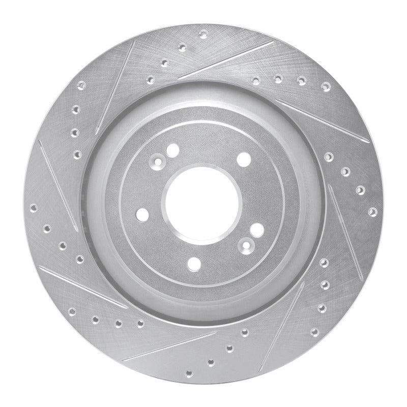 R1 Concepts R1 19-22 Genesis G90 Rear Left Drilled & Slotted Silver Brake Rotor