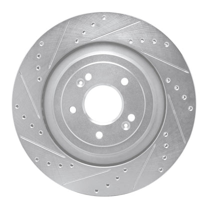 R1 Concepts R1 19-22 Genesis G90 Rear Left Drilled & Slotted Silver Brake Rotor