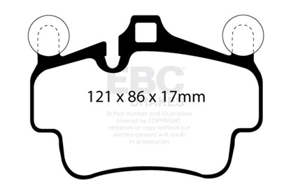EBC 07-08 Porsche 911 (997) (Cast Iron Rotor only) 3.6 Carrera 2 Redstuff Front Brake Pads