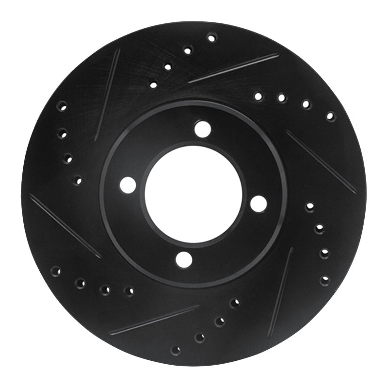 R1 Concepts R1 84-87 Toyota Corolla (US/Canada) Front Left Drilled & Slotted Black Brake Rotor