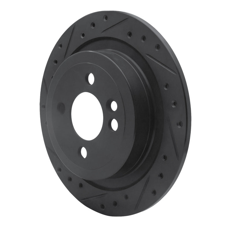 R1 Concepts R1 09-14 Mini Cooper (Excl Clubman) Rear Left Drilled & Slotted Black Brake Rotor