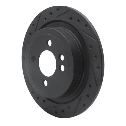 R1 Concepts R1 09-14 Mini Cooper (Excl Clubman) Rear Left Drilled & Slotted Black Brake Rotor