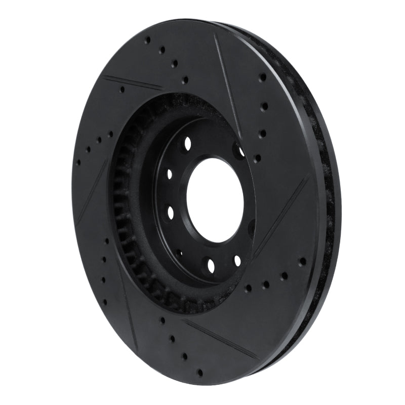 R1 Concepts R1 07-12 Mazda CX-7 Front Left Drilled & Slotted Black Brake Rotor