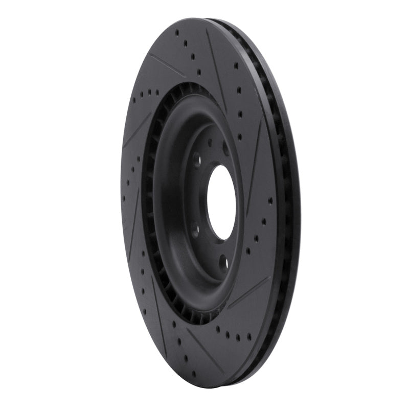 R1 Concepts R1 2008-2025 Audi A6 Allroad Rear Left Drilled & Slotted Black Brake Rotor