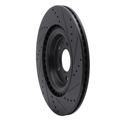 R1 Concepts R1 2008-2025 Audi A6 Allroad Rear Left Drilled & Slotted Black Brake Rotor