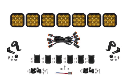 Diode Dynamics SS5 Pro Universal CrossLink 7-Pod Lightbar - Yellow Driving