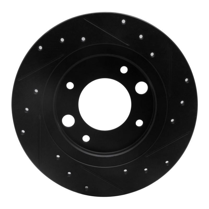 R1 Concepts R1 71-89 Peugeot 604 Rear Left Drilled & Slotted Black Brake Rotor