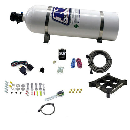 Nitrous Express Dry Single Entry Billet Crossbar Plate System 100-500hp (4150 Flange) w/15lb Bottle