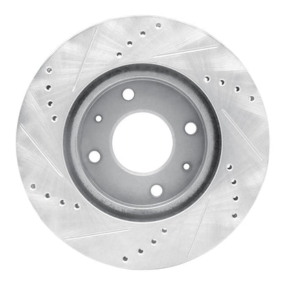 R1 Concepts R1 04-04 Mitsubishi Lancer Front Right Drilled & Slotted Silver Brake Rotor