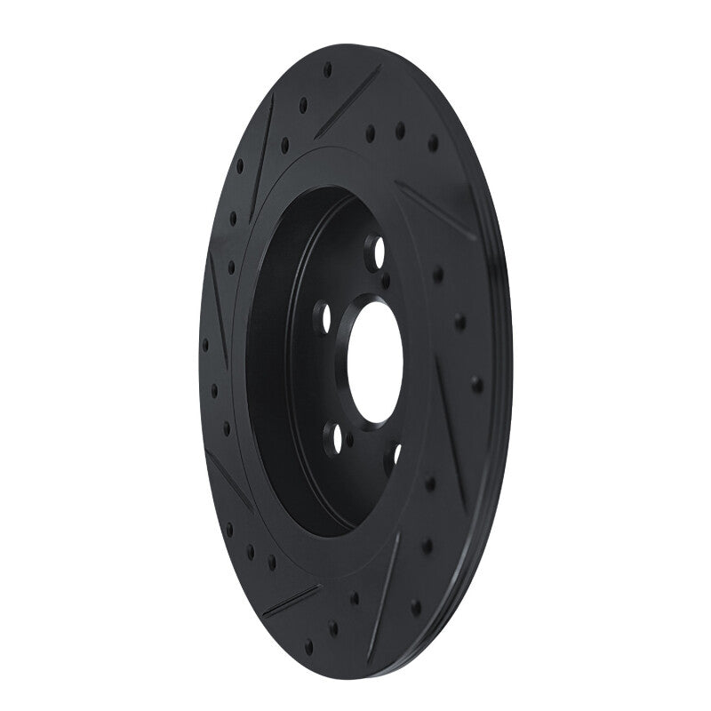 R1 Concepts R1 11-17 Lexus CT200H Rear Right Drilled & Slotted Black Brake Rotor