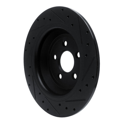 R1 Concepts R1 15-24 Ford Fusion Rear Left Drilled & Slotted Black Brake Rotor
