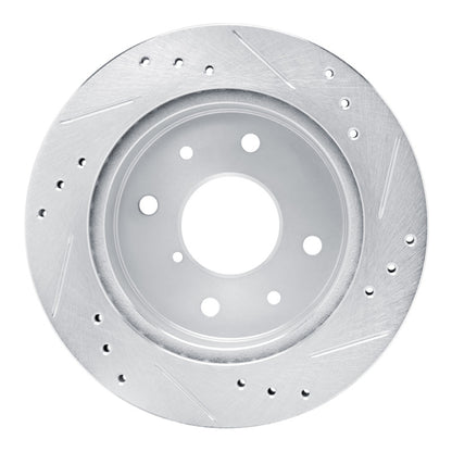 R1 Concepts R1 84-85 Mazda RX-7 Rear Left Drilled & Slotted Silver Brake Rotor