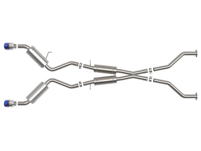 aFe Takeda 09-20 Nissan 370z 2-1/2 IN 304 Stainless Steel Cat-Back Exhaust System w/ Blue Flame Tip