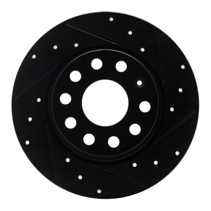 R1 Concepts R1 05-25 Audi A3 Sportback E-Tron Rear Right Drilled & Slotted Black Brake Rotor
