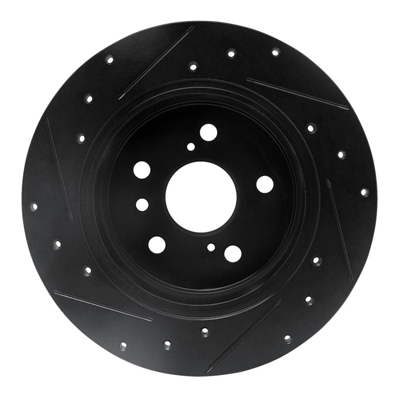 R1 Concepts R1 00-04 Toyota AVALON Rear Right Drilled & Slotted Black Brake Rotor