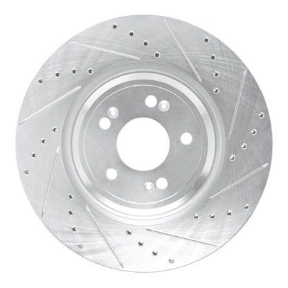 R1 Concepts R1 21-25 Genesis GV70 Front Right Drilled & Slotted Silver Brake Rotor
