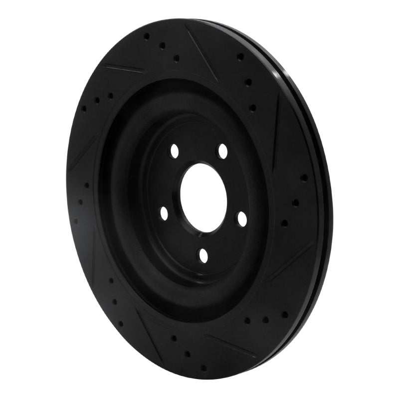 R1 Concepts R1 06-15 Jaguar Super V8 Rear Left Drilled & Slotted Black Brake Rotor