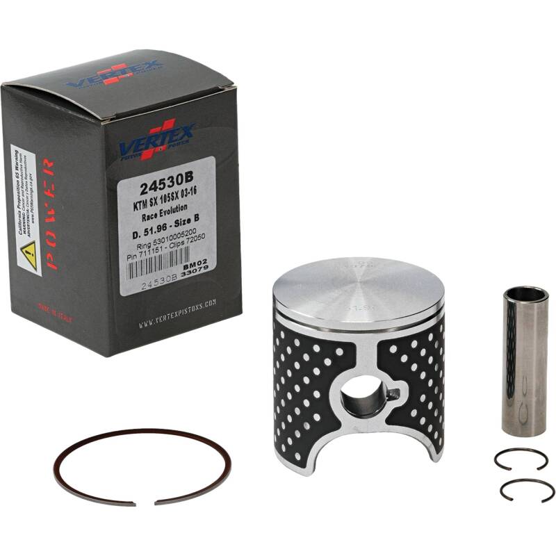 Vertex Pistons Vertex Piston 04-11 KTM 105 SX 105cc Cast Race Evolution Stroker Piston Kit 112cc 15mm