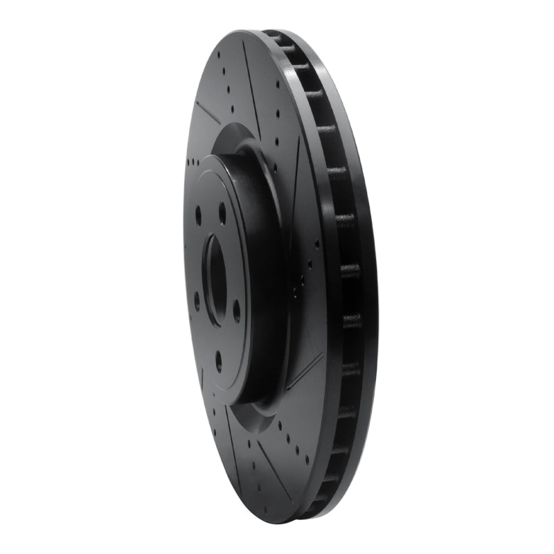 R1 Concepts R1 2012-2025 Dodge Durango Front Right Drilled & Slotted Black Brake Rotor