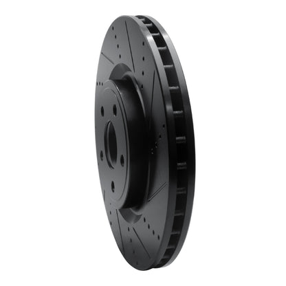 R1 Concepts R1 2012-2025 Dodge Durango Front Right Drilled & Slotted Black Brake Rotor