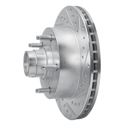 R1 Concepts R1 94-01 Ford E-150 Econoline Club Wagon Front Right Drilled & Slotted Silver Brake Rotor