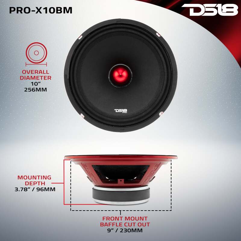 DS18 10in 300 Watts RMS 8 ohm Mid-Range Loudspeaker Bullet Loudspeaker